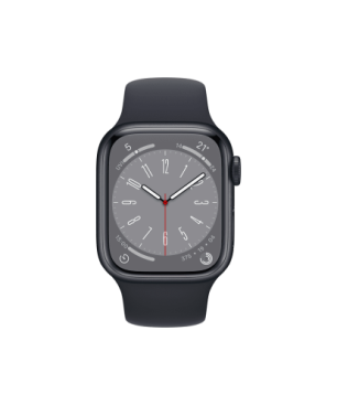 APPLE Watch Series 8 (GPS) 41 mm Smartwatch Aluminium Fluorelastomer, 130 - 200 mm, Armband: Mitternacht, Gehäuse: Mitternacht