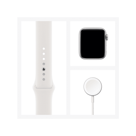 APPLE Watch Series 6 (GPS) 40mm Smartwatch Aluminium Fluorelastomer, 130 - 200 mm, Silber/Weiß