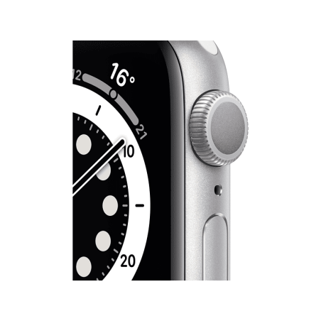 APPLE Watch Series 6 (GPS) 40mm Smartwatch Aluminium Fluorelastomer, 130 - 200 mm, Silber/Weiß