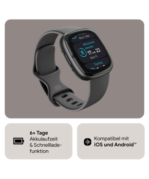 FITBIT Sense 2 Smartwatch Aluminium Elastomer, S/L, Shadow Grey/Graphite
