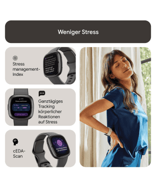 FITBIT Sense 2 Smartwatch Aluminium Elastomer, S/L, Shadow Grey/Graphite