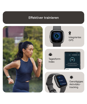 FITBIT Sense 2 Smartwatch Aluminium Elastomer, S/L, Shadow Grey/Graphite