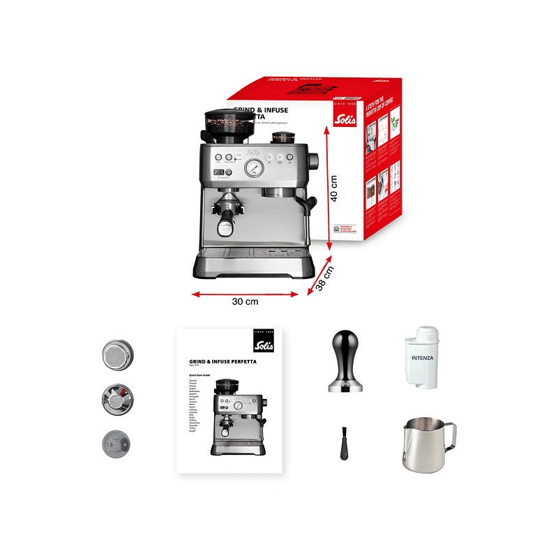 SOLIS OF SWITZERLAND Grind & Infuse Perfetta 1019 Siebträgermaschine Silber SOLIS OF SWITZERLAND Grind & Infuse Perfetta 1019 Siebträgermaschine Silber