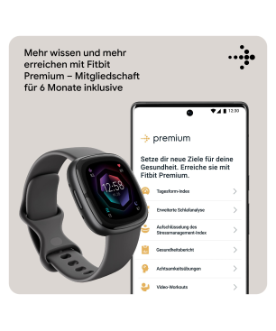 FITBIT Sense 2 Smartwatch Aluminium Elastomer, S/L, Shadow Grey/Graphite