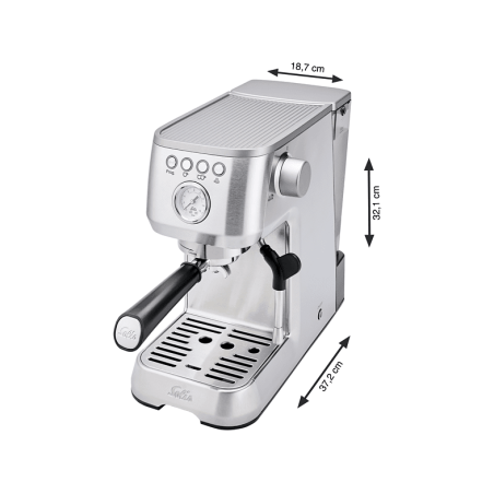 SOLIS OF SWITZERLAND Barista Perfetta Plus 1170 V2 Espressomaschine | Siebträgermaschine | Milchaufschäumer Silber