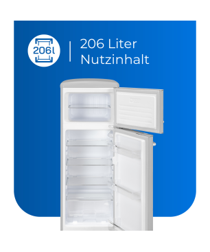 EXQUISIT RKGC270-45-H-160E grau Kühl- und Gefrierkombination (E, 1465 mm hoch, Grau)