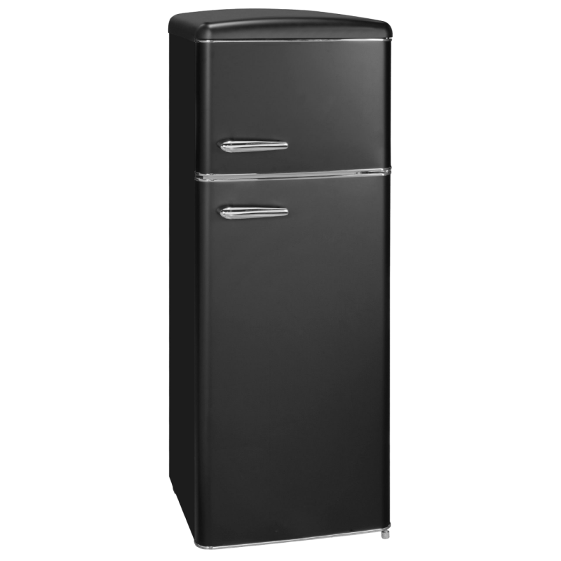 EXQUISIT RKGC270-45-H-160E mattschwarz Kühl- und Gefrierkombination (E, 180 kWh, 1465 mm hoch, Mattschwarz)