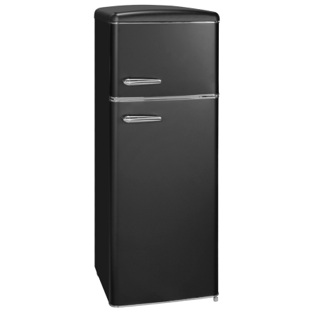 EXQUISIT RKGC270-45-H-160E mattschwarz Kühl- und Gefrierkombination (E, 180 kWh, 1465 mm hoch, Mattschwarz)