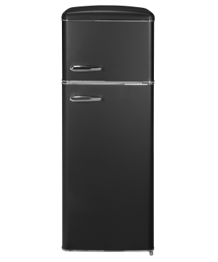 EXQUISIT RKGC270-45-H-160E mattschwarz Kühl- und Gefrierkombination (E, 180 kWh, 1465 mm hoch, Mattschwarz)