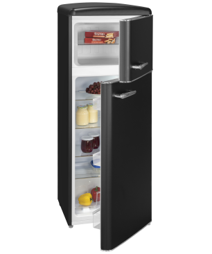 EXQUISIT RKGC270-45-H-160E mattschwarz Kühl- und Gefrierkombination (E, 180 kWh, 1465 mm hoch, Mattschwarz)