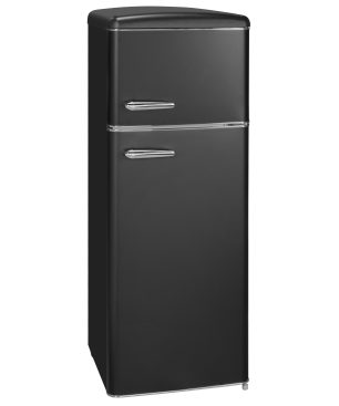 EXQUISIT RKGC270-45-H-160E mattschwarz Kühl- und Gefrierkombination (E, 180 kWh, 1465 mm hoch, Mattschwarz)
