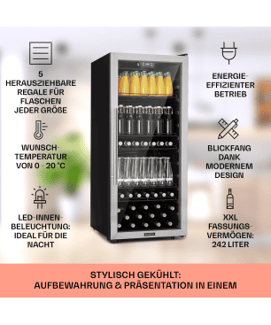 KLARSTEIN Beersafe 7XL Kühlschrank (F, 126,5 cm hoch, Edelstahl)