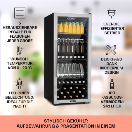 KLARSTEIN Beersafe 7XL Kühlschrank (F, 126,5 cm hoch, Edelstahl)