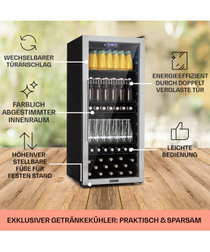 KLARSTEIN Beersafe 7XL Kühlschrank (F, 126,5 cm hoch, Edelstahl)
