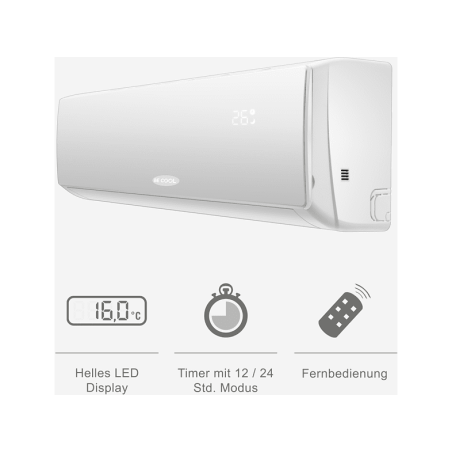 BECOOL BC12SK2101QW inkl. Vollinstallation Split Klimagerät Weiß En...
