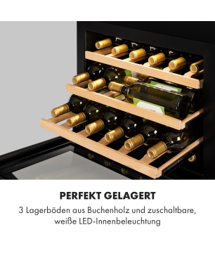KLARSTEIN Vinsider 24 Built-In Uno Weinkühlschrank (EEK G, Schwarz)