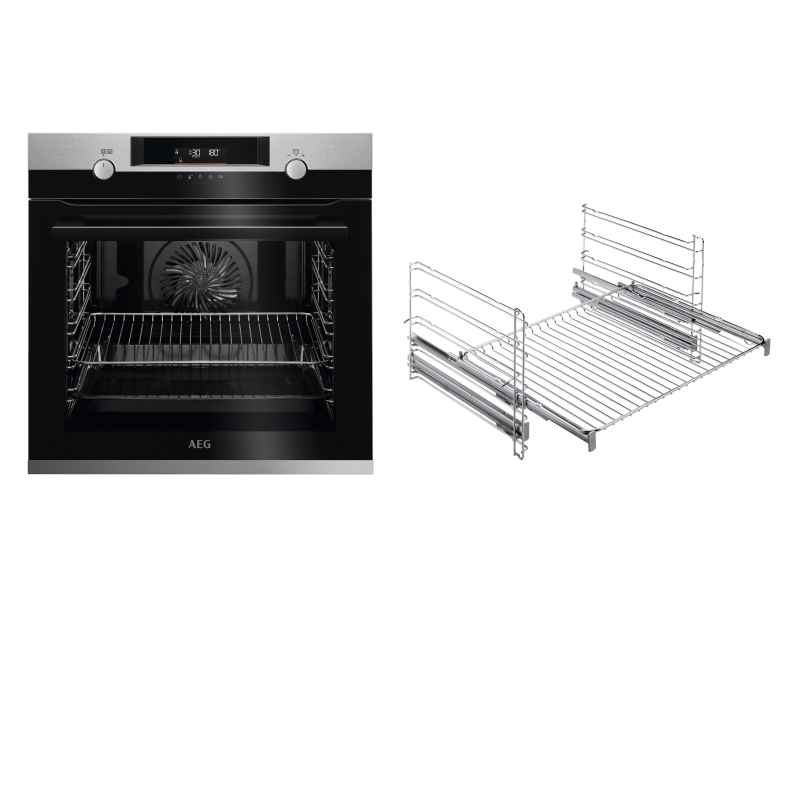 AEG BPC55522B2, Einbaubackofen (Einbaugerät, 71 Liter, 595 mm breit), Serie 6000 mit SteamBake Feuchtigkeitszugabe (mit Pyroly