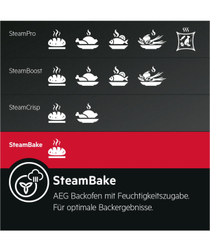 AEG BPC55522B2, Einbaubackofen (Einbaugerät, 71 Liter, 595 mm breit), Serie 6000 mit SteamBake Feuchtigkeitszugabe (mit Pyroly