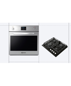 KLUGMANN KGO600.5GFX + KT6000B5, Einbauherdset (Vitroceramic Gaskochfeld, A+, 60 Liter)