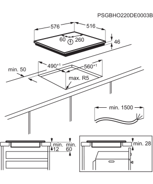 AEG KOMB55PIS3 Serie 6000 mit SteamBake Feuchtigkeitszugabe (mit Pyrolyse), Einbaubackofenset (Induktionskochfeld, A+, 71 Lite