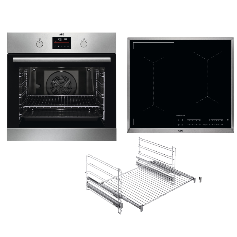 AEG MAXIB306PI Serie 6000 mit SurroundCook Ringheißluftsystem (mit Pyrolyse), Einbaubackofenset (Induktionskochfeld, A+, 72 Li