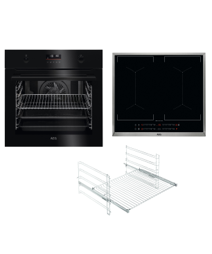 AEG KOMB506PDI Serie 6000 mit SurroundCook Ringheißluftsystem (mit Pyrolyse), Einbaubackofenset (Induktionskochfeld, A+, 71 Li
