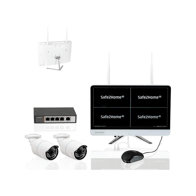 SAFE2HOME Monitor mit Rekorder POE Überwachungskamera Set 2 POE Cams, Funk Überwachungskamera / Videoüberwachung SAFE2HOME Monitor mit Rekorder POE Überwachungskamera Set 2 POE Cams, Funk Überwachungskamera / Videoüberwachung