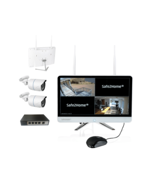 SAFE2HOME Monitor mit Rekorder POE Überwachungskamera Set 2 POE Cams, Funk Überwachungskamera / Videoüberwachung