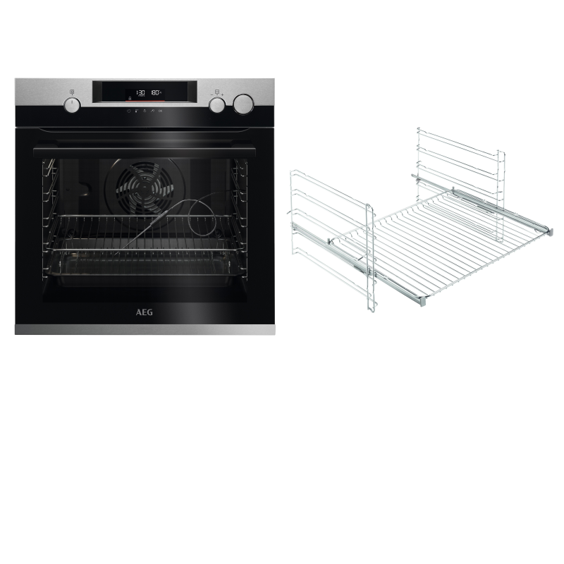 AEG BCO57601V2, Einbaubackofen (Einbaugerät, 72 Liter, 596 mm breit), Serie 7000 mit SteamCrisp Dampfunterstützung (mit Pyroly