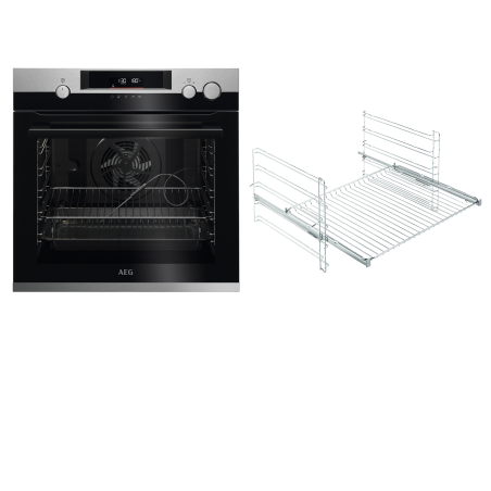 AEG BCO57601V2, Einbaubackofen (Einbaugerät, 72 Liter, 596 mm breit), Serie 7000 mit SteamCrisp Dampfunterstützung (mit Pyroly