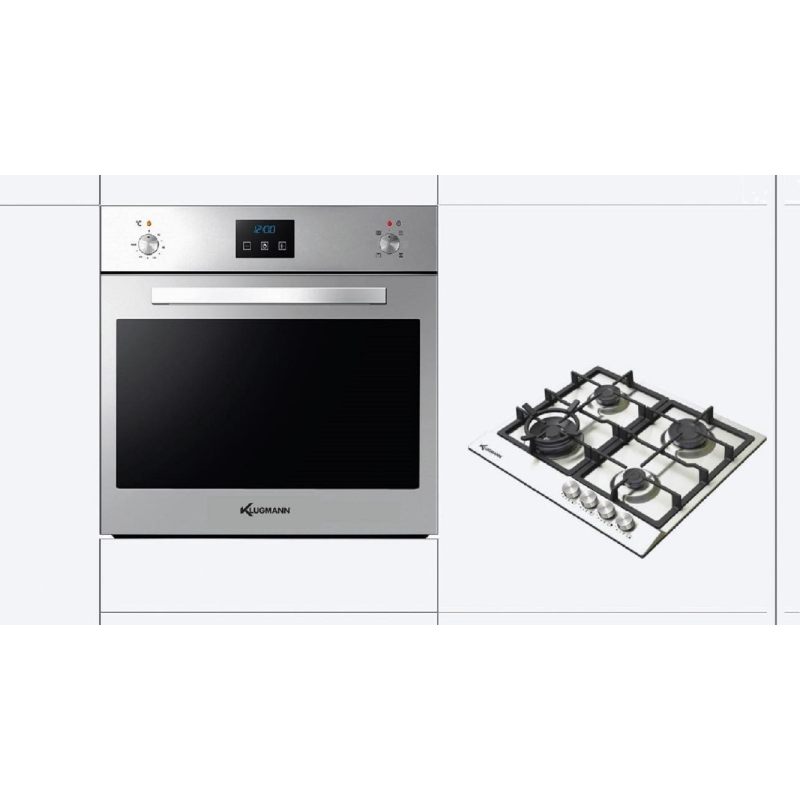 KLUGMANN Gasbackofen & Gaskochfeld KGO600.5GFX + KT604.5XD, Einbaubackofen (Gaskochfeld, A+, 60 Liter) KLUGMANN Gasbackofen & Gaskochfeld KGO600.5GFX + KT604.5XD, Einbaubackofen (Gaskochfeld, A+, 60 Liter)