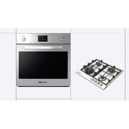 KLUGMANN Gasbackofen & Gaskochfeld KGO600.5GFX + KT604.5XD, Einbaubackofen (Gaskochfeld, A+, 60 Liter)