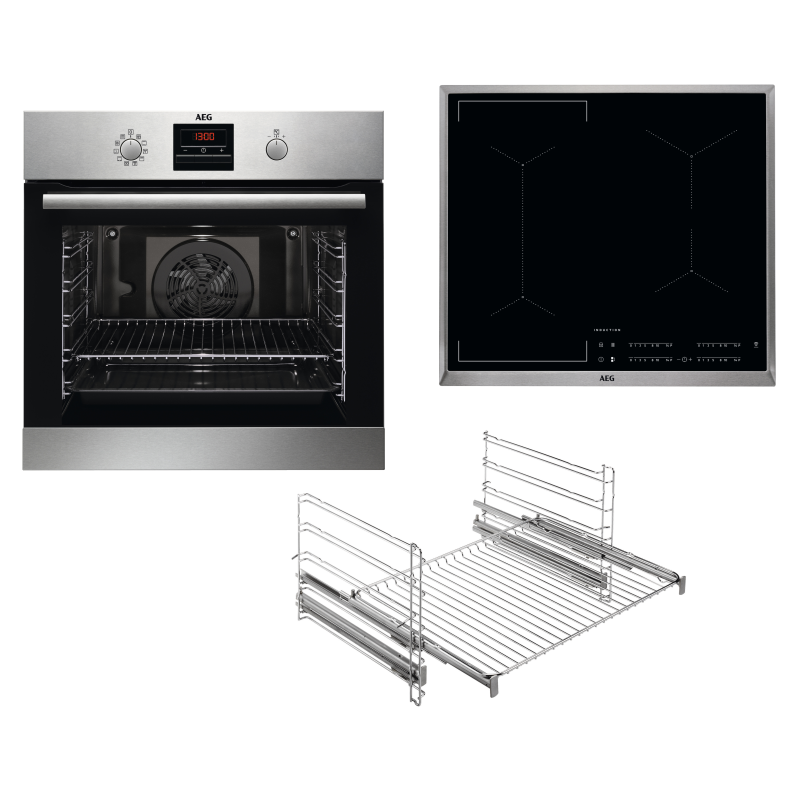 AEG MAXIB304PI PYROLYSE Serie 6000 mit SurroundCook Ringheißluftsystem (mit Pyrolyse), Backofenset (Induktionskochfeld, A+, 72