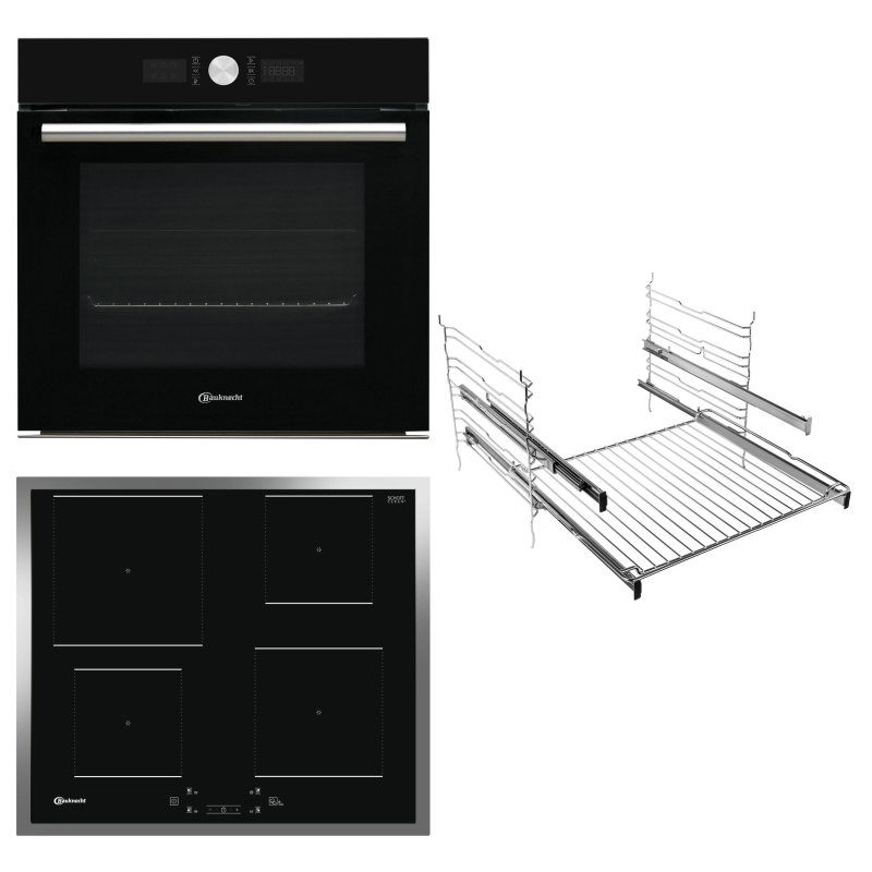 BAUKNECHT BAKO BLACK INDUKTION, Backofenset (Induktionskochfeld, A+, 71 Liter)