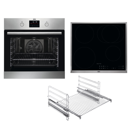 AEG KOMB306PI Serie 6000 mit SurroundCook Ringheißluftsystem (mit Pyrolyse), Einbaubackofenset (Induktionskochfeld, A+, 72 Lit