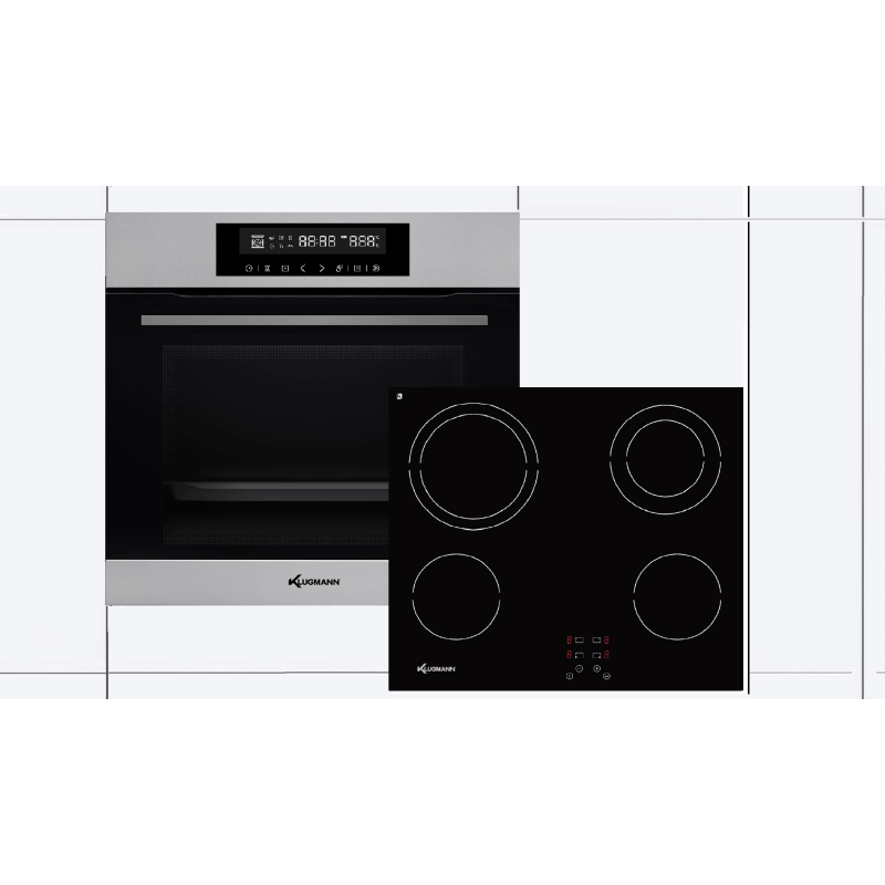 KLUGMANN KO609TCX + KVC600, Einbaubackofenset (Vitroceramic Kochfeld, A, 70 Liter) KLUGMANN KO609TCX + KVC600, Einbaubackofenset (Vitroceramic Kochfeld, A, 70 Liter)