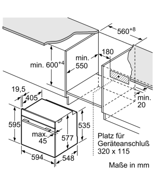 BOSCH HBG635BB1, Einbaubackofen (Einbaugerät, 71 Liter, 594 mm breit), Serie 8