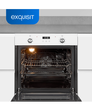 EXQUISIT EBE76-9-H-020 weiss Einbaubackofen (Einbaugerät, A, 76 Liter, 59,5 cm breit)