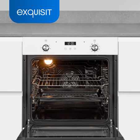 EXQUISIT EBE76-9-H-020 weiss Einbaubackofen (Einbaugerät, A, 76 Liter, 59,5 cm breit)