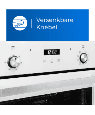 EXQUISIT EBE76-9-H-020 weiss Einbaubackofen (Einbaugerät, A, 76 Liter, 59,5 cm breit)