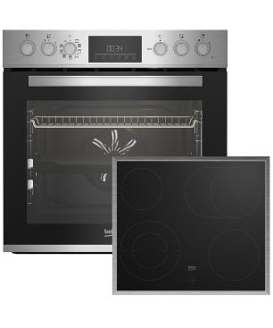 BEKO BBUM12320XFP, Einbau-Herd-Set (Glaskeramik-Kochfeld, A+, 72 Liter)
