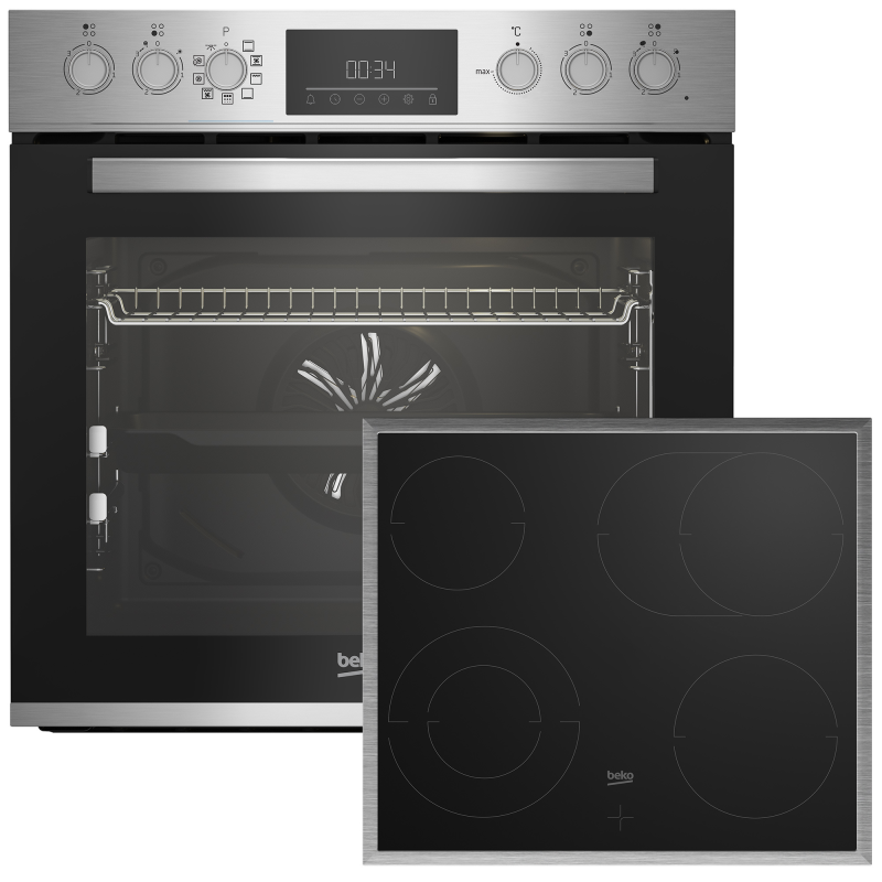 BEKO BBUM12320XFP, Einbau-Herd-Set (Glaskeramik-Kochfeld, A+, 72 Liter) BEKO BBUM12320XFP, Einbau-Herd-Set (Glaskeramik-Kochfeld, A+, 72 Liter)