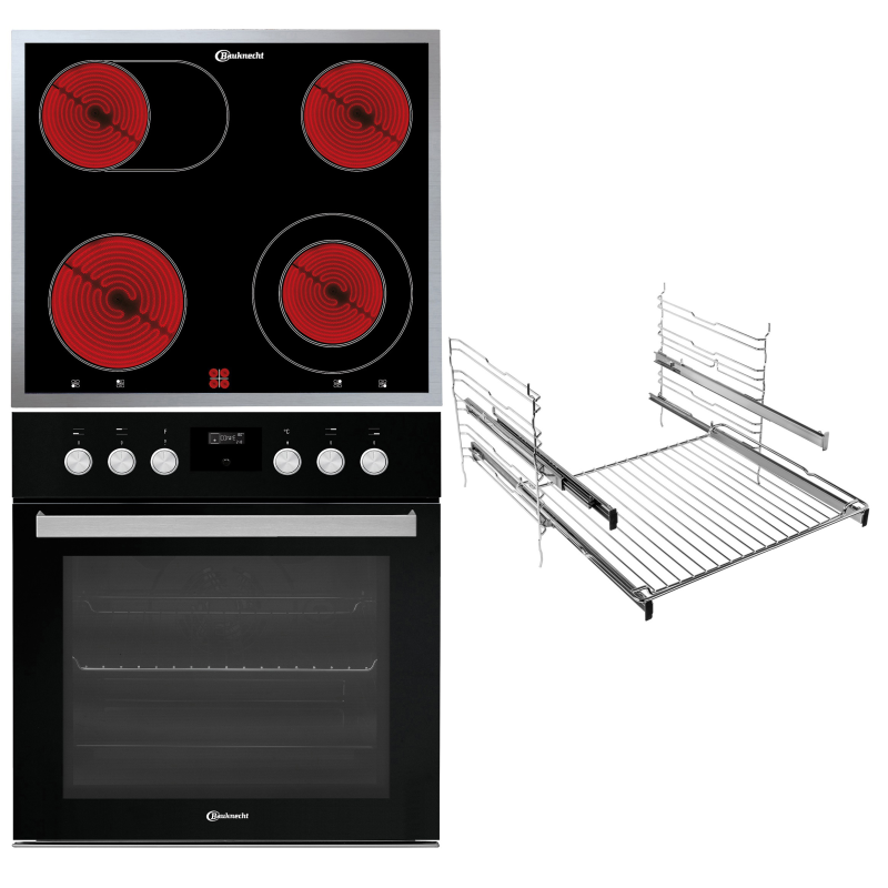 BAUKNECHT HEKO BLACK 500 P, Einbauherdset (Elektro-Kochfeld herdgebunden, A+, 65 Liter)