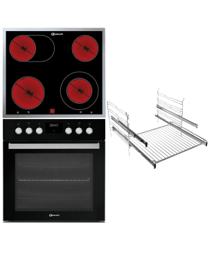 BAUKNECHT HEKO BLACK 500 P, Einbauherdset (Elektro-Kochfeld herdgebunden, A+, 65 Liter)