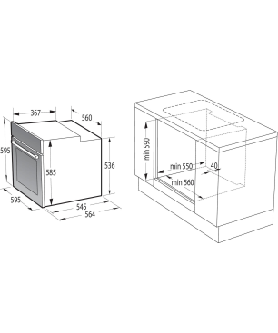 GORENJE BLACKSET4 INDUKTION , Einbauherd-Set (Induktionskochfeld, herdgebunden, A, 77 Liter)