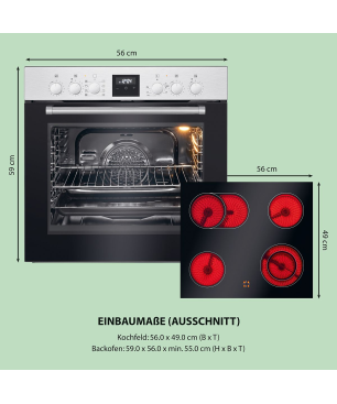 BOMANN EHBC 7933 IX, Elektroherd-Set (Glaskeramik-Kochfeld, A, 60 Liter)