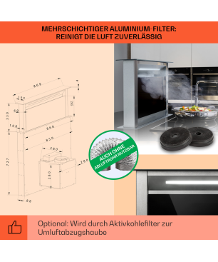KLARSTEIN Royal Flush Eco 90, Dunstabzugshaube (86,9 cm breit, 9 cm tief)