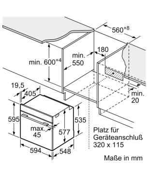 BOSCH HBG636ES1, Einbaubackofen (Einbaugerät, 71 Liter, 594 mm breit)
