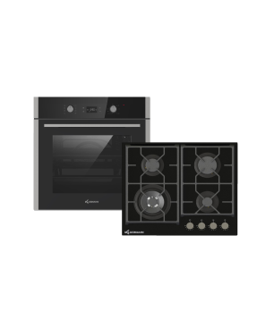 KLUGMANN KO608.5TCX + KT600B5, Einbaubackofenset (Vitroceramic Gaskochfeld, A, 64 Liter)