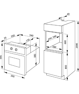 KLUGMANN KO608.5TCX + KT600B5, Einbaubackofenset (Vitroceramic Gaskochfeld, A, 64 Liter)
